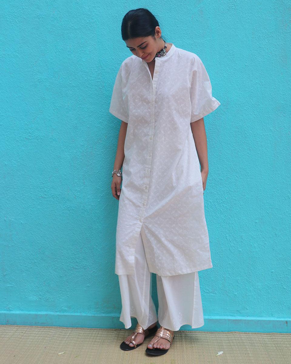 Magadhi Cotton Kurta Set - Safed - Image 2