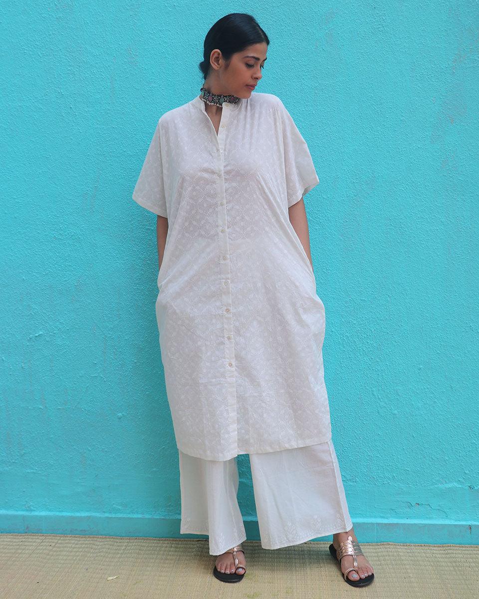 Magadhi Cotton Kurta Set - Safed - Image 5