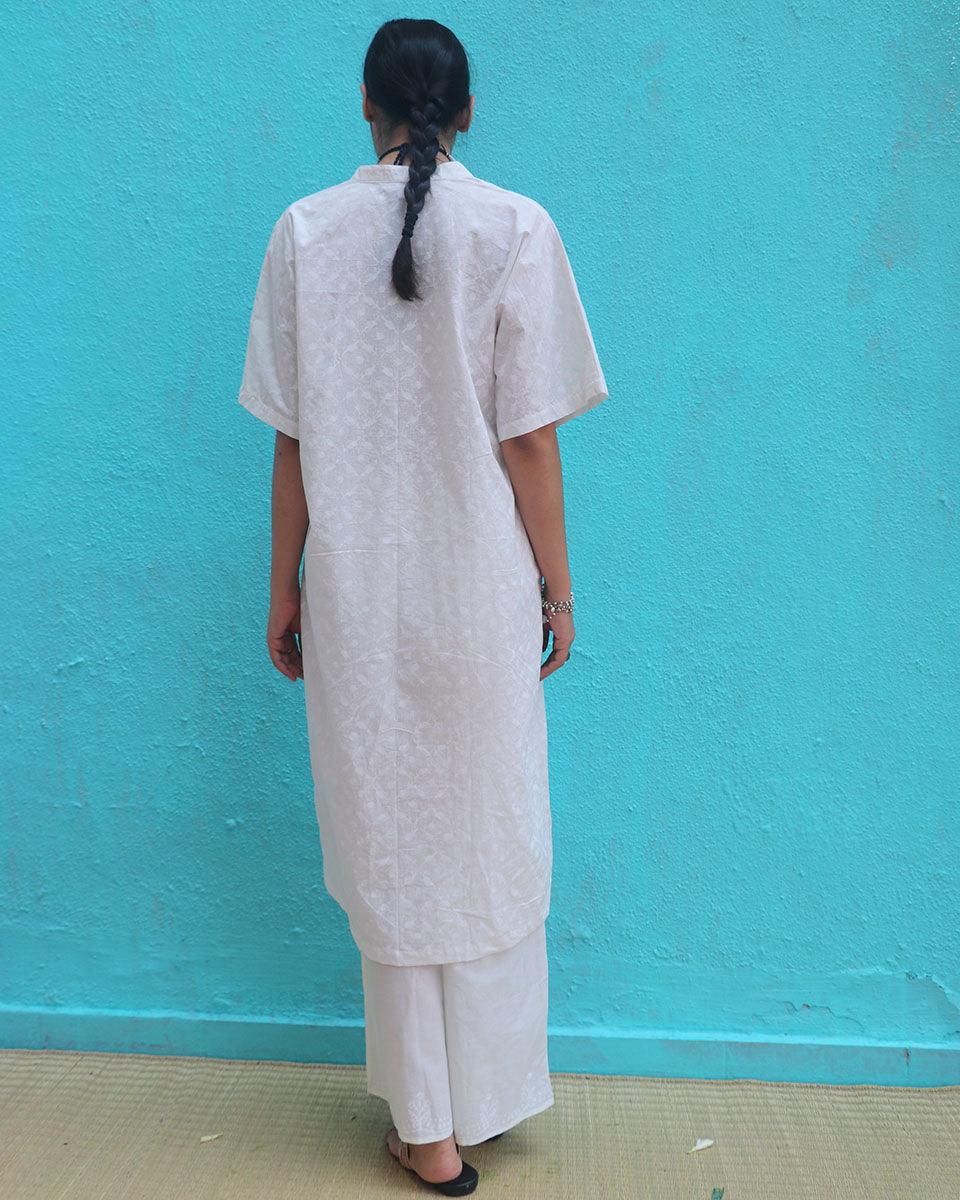 Magadhi Cotton Kurta Set - Safed - Image 8