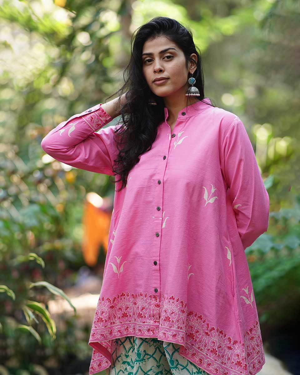Magnoliaâ€™s Mist Pink Handblock Top - MMG