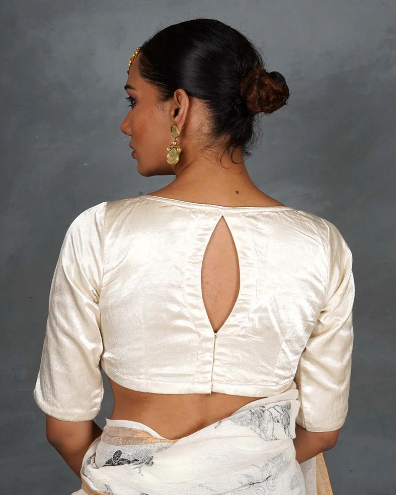 Mahira Ivory Mashru Silk Blouse - TARA - Image 3