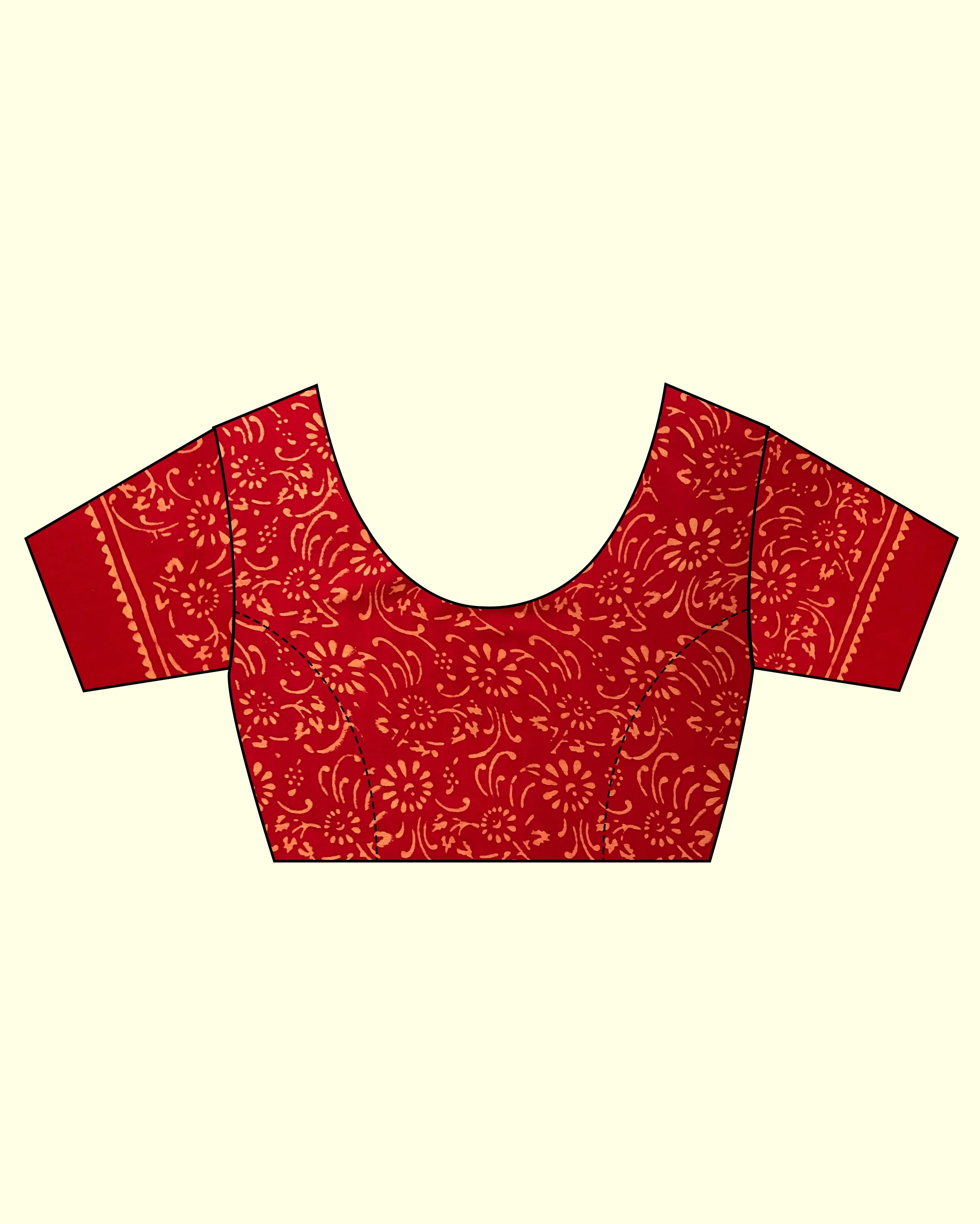 Dragonfly Love Handblockprinted Cotton Saree - Image 6