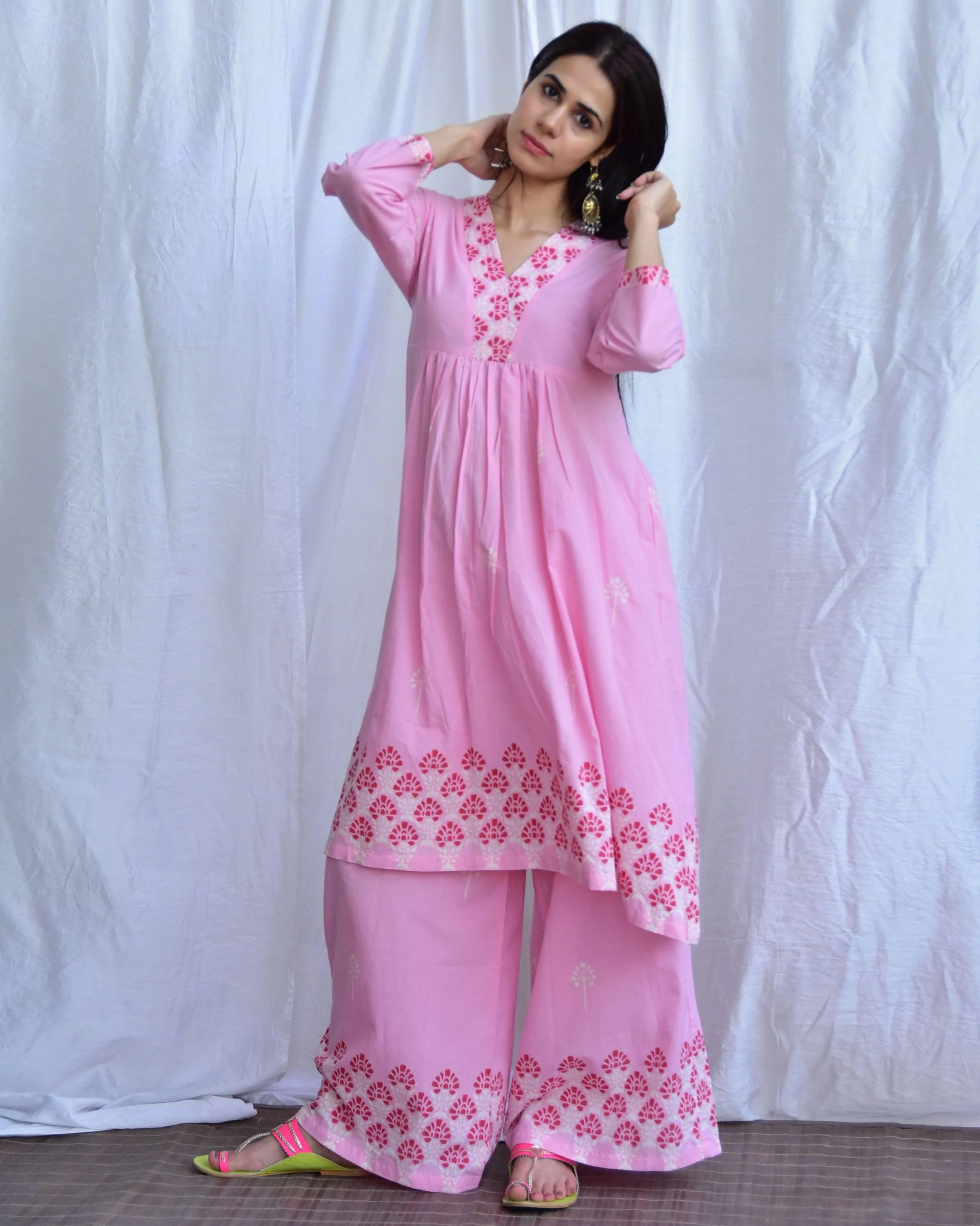 Mausam- E - Bahar Handblockprinted Cotton Kurta Set Of 2-Sor - Image 5