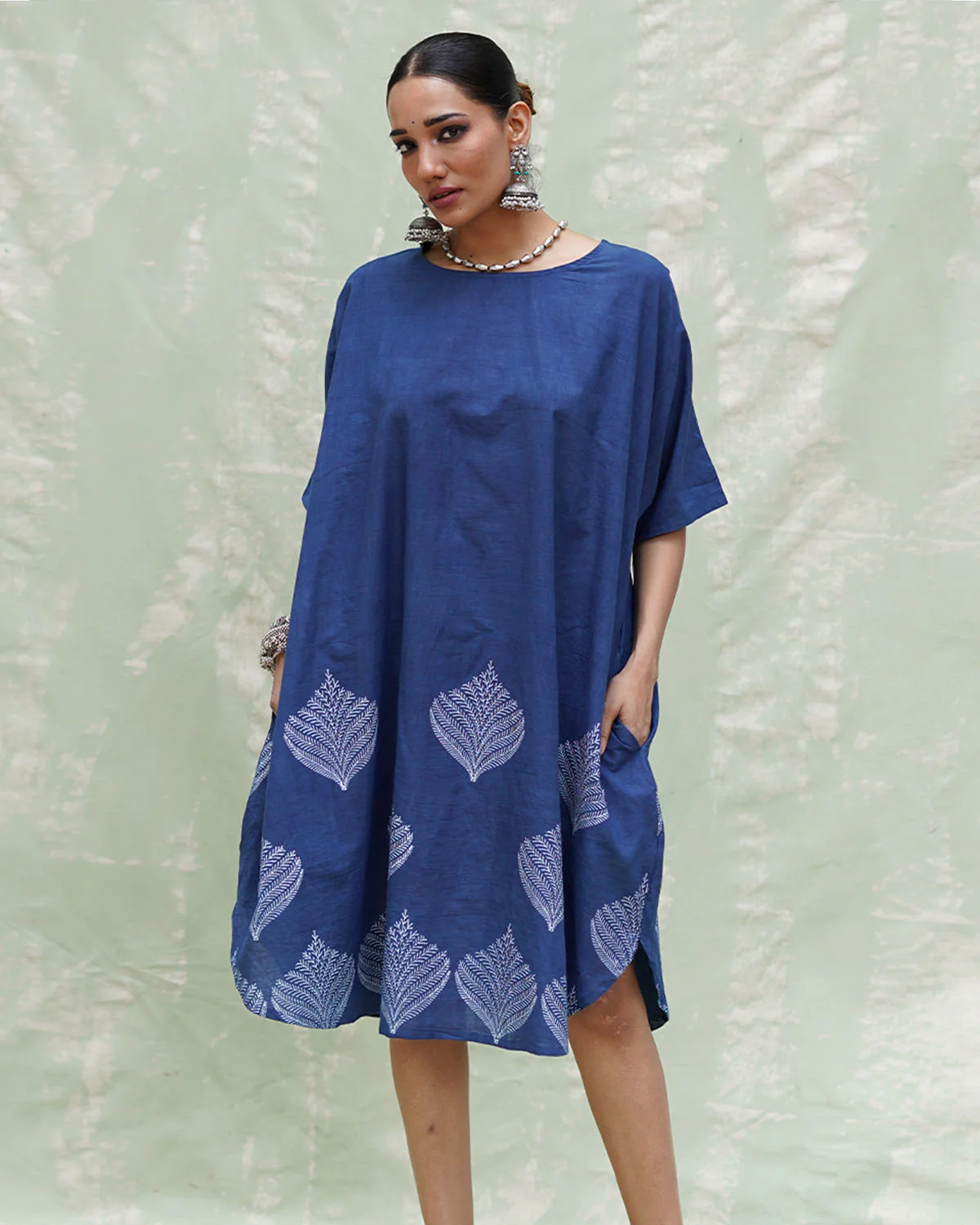 Megh Malhar Blue Handblock Print Cotton Dress - INDI - Image 5