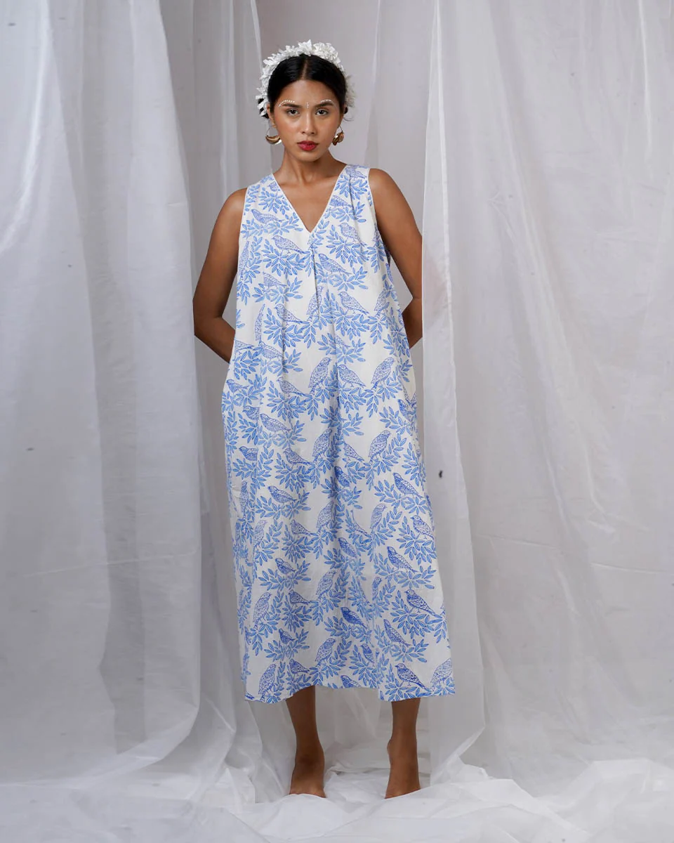 Megha White Hand Block Printed Dress-BAD - Image 10