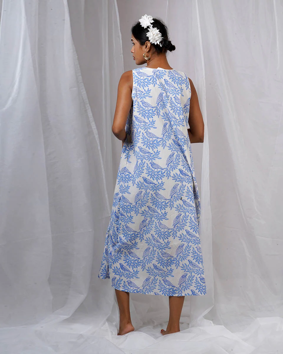 Megha White Hand Block Printed Dress-BAD - Image 7