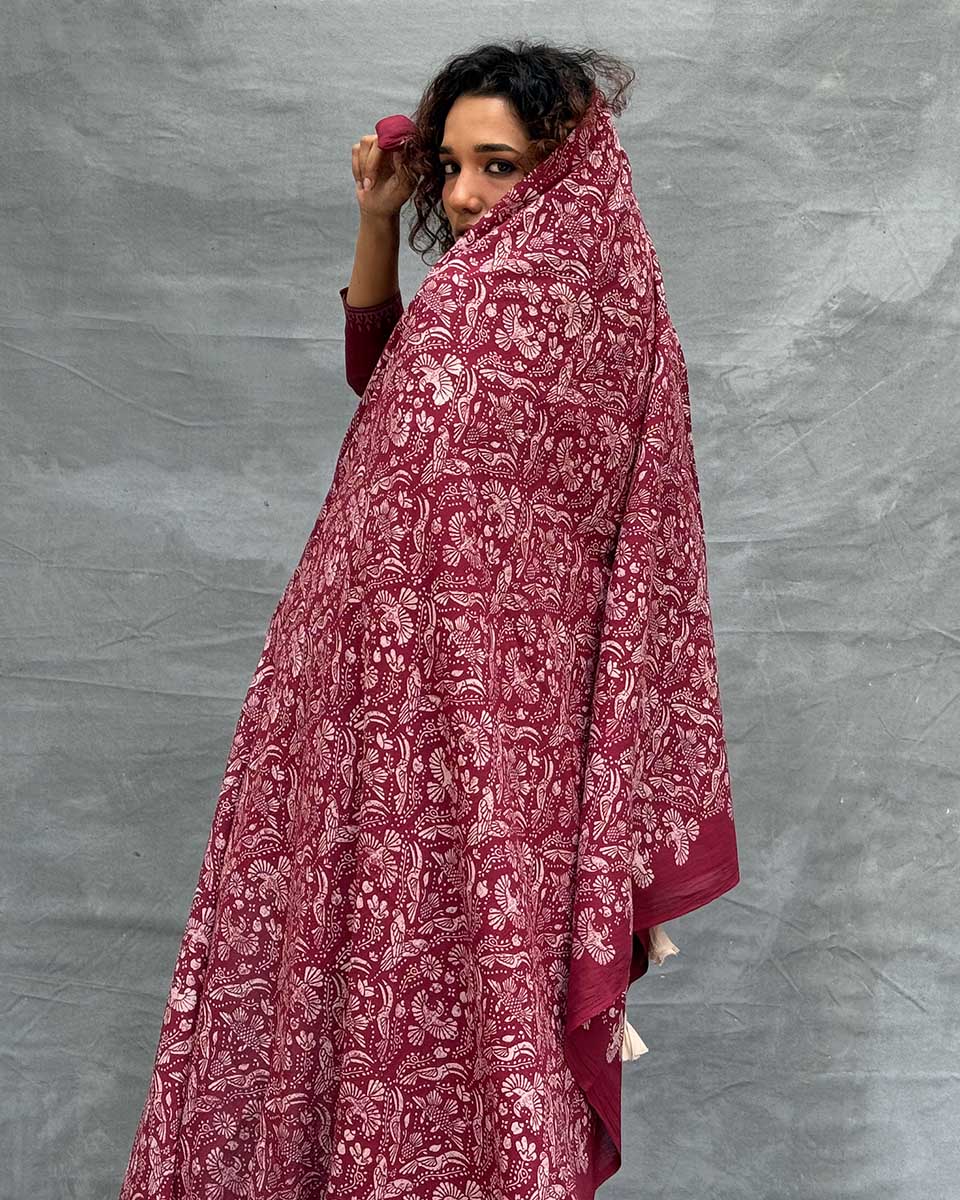 Melody of Meadows Blockprinted Cotton Dupatta - Image 12