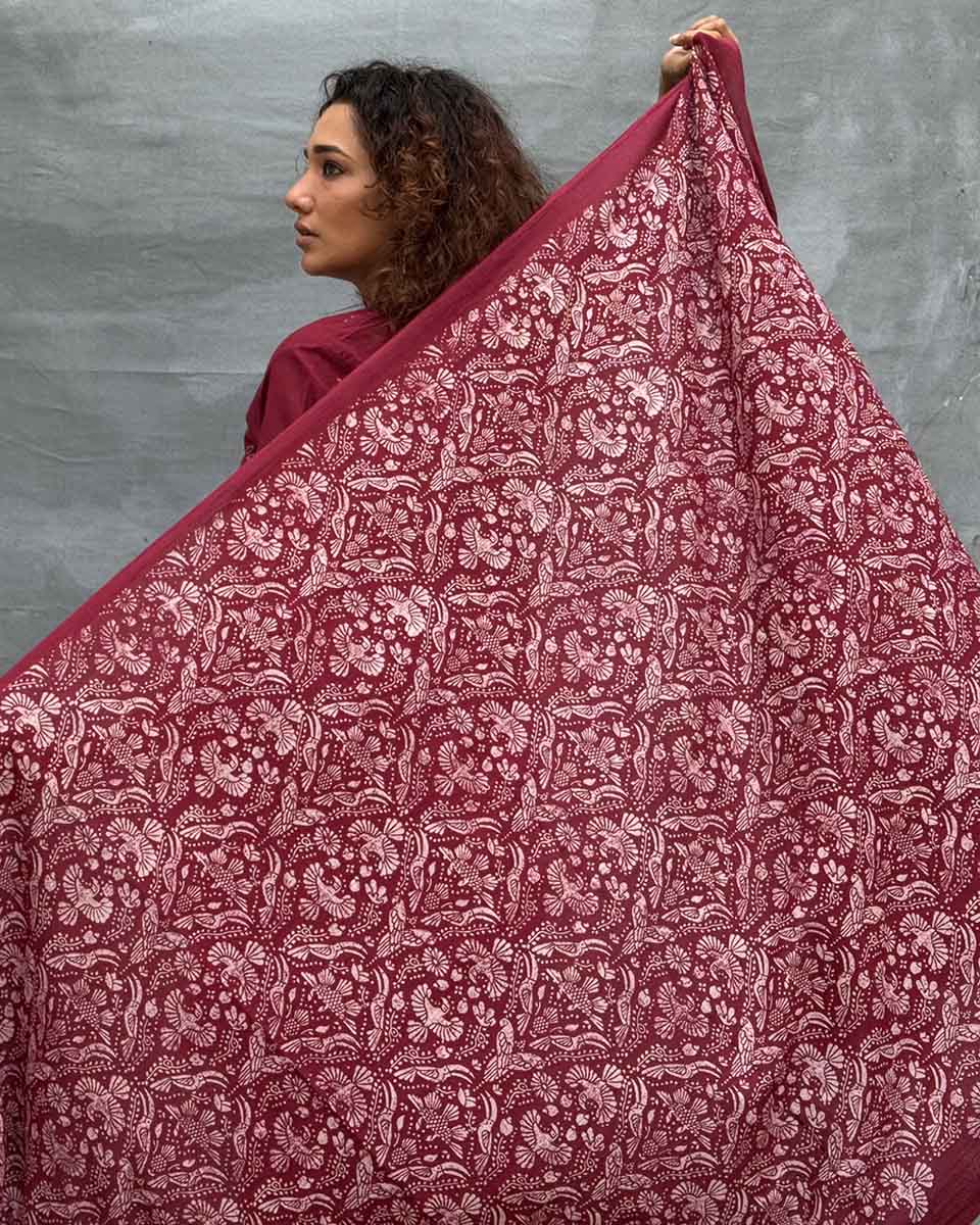 Melody of Meadows Blockprinted Cotton Dupatta - Image 13
