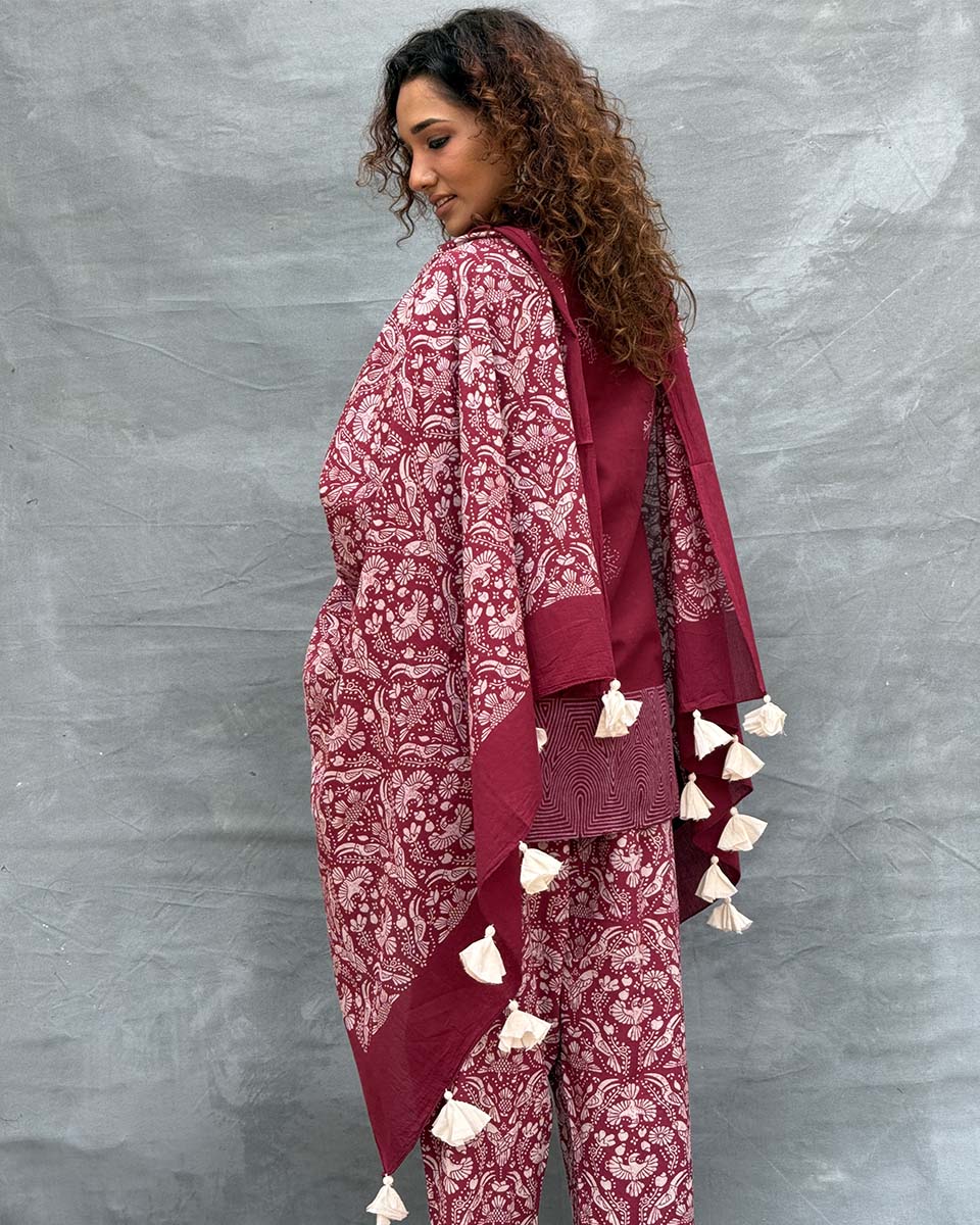 Melody of Meadows Blockprinted Cotton Dupatta - Image 14