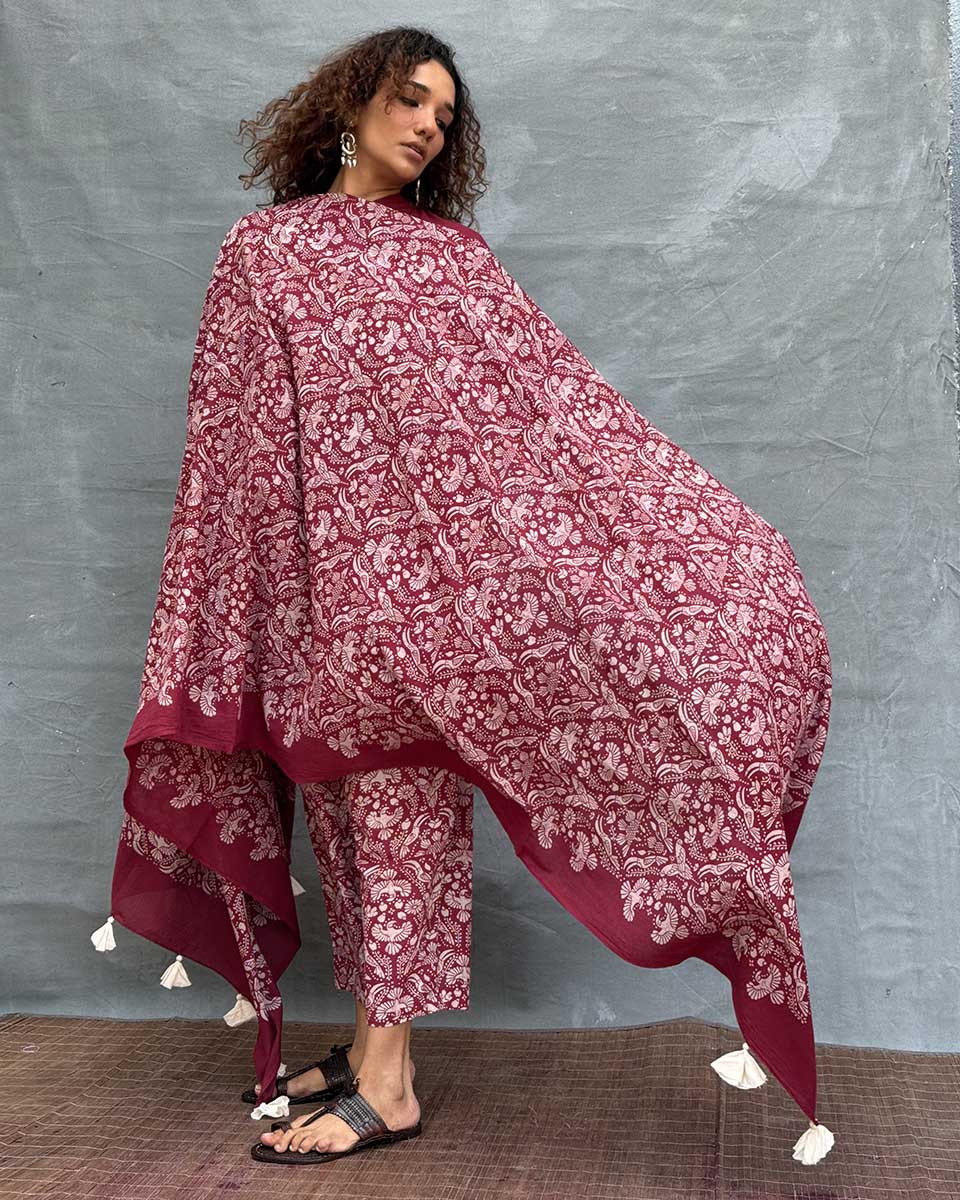Melody of Meadows Blockprinted Cotton Dupatta - Image 9