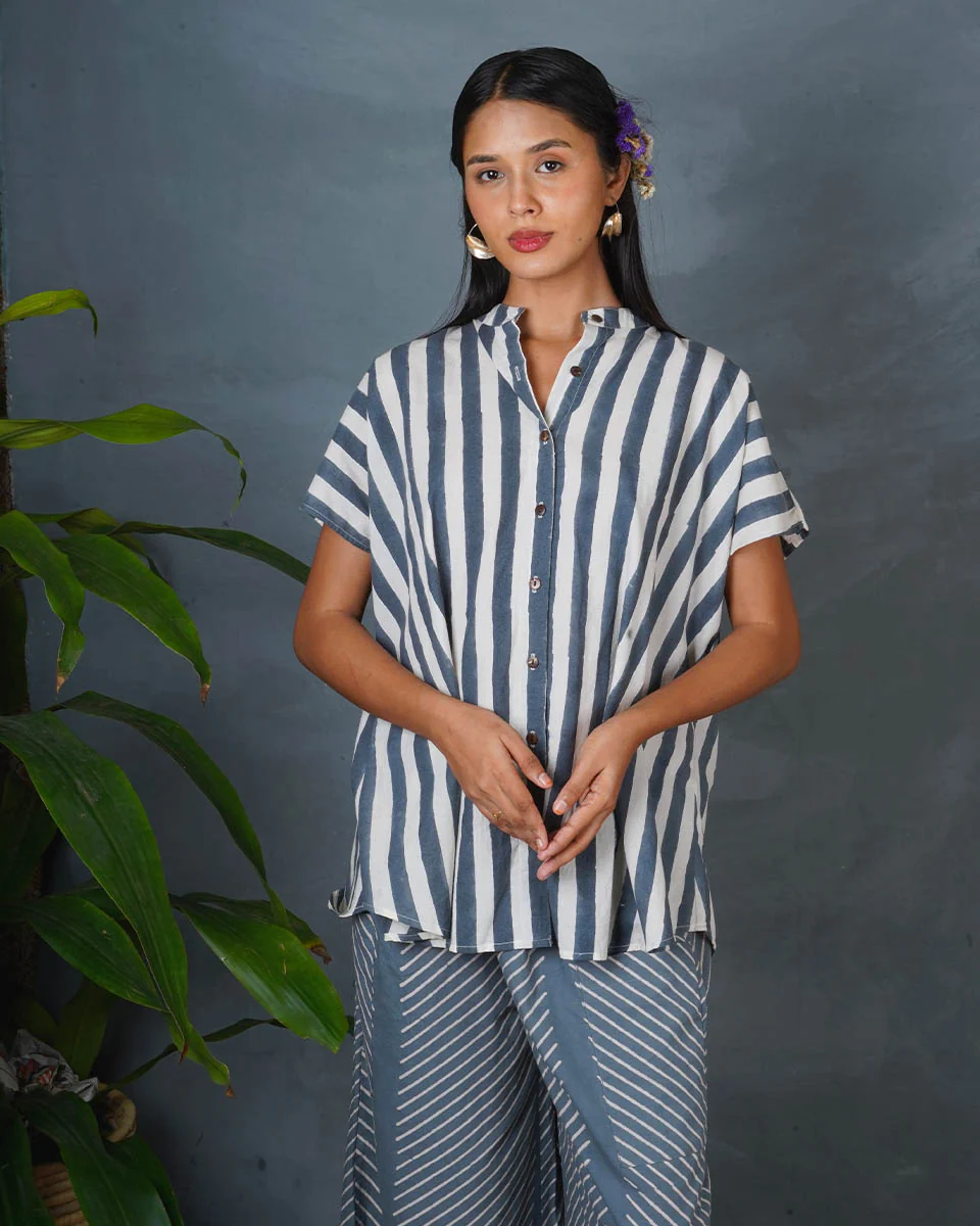 Melted Dusk Grey Block Printed Shirt - BMS - Image 4