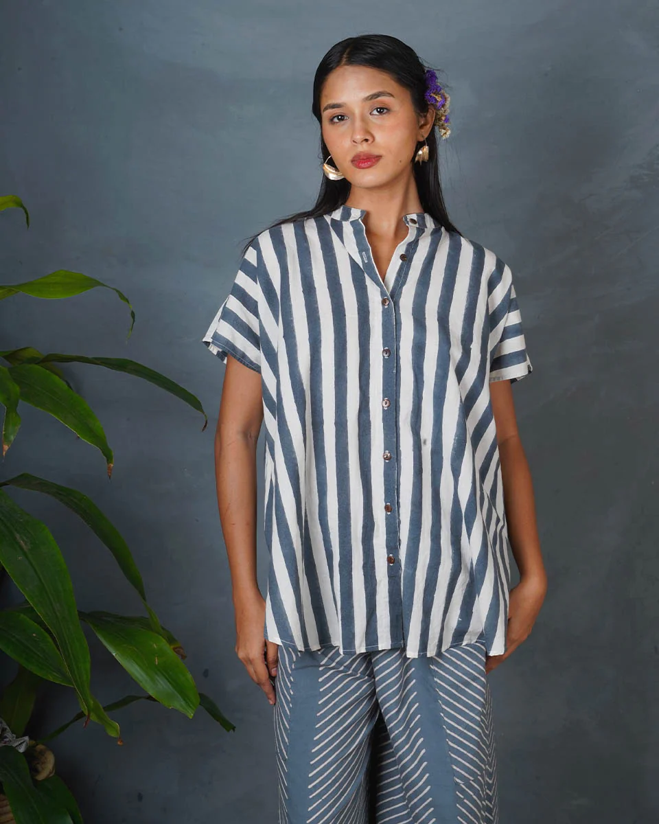 Melted Dusk Grey Block Printed Shirt - BMS - Image 5