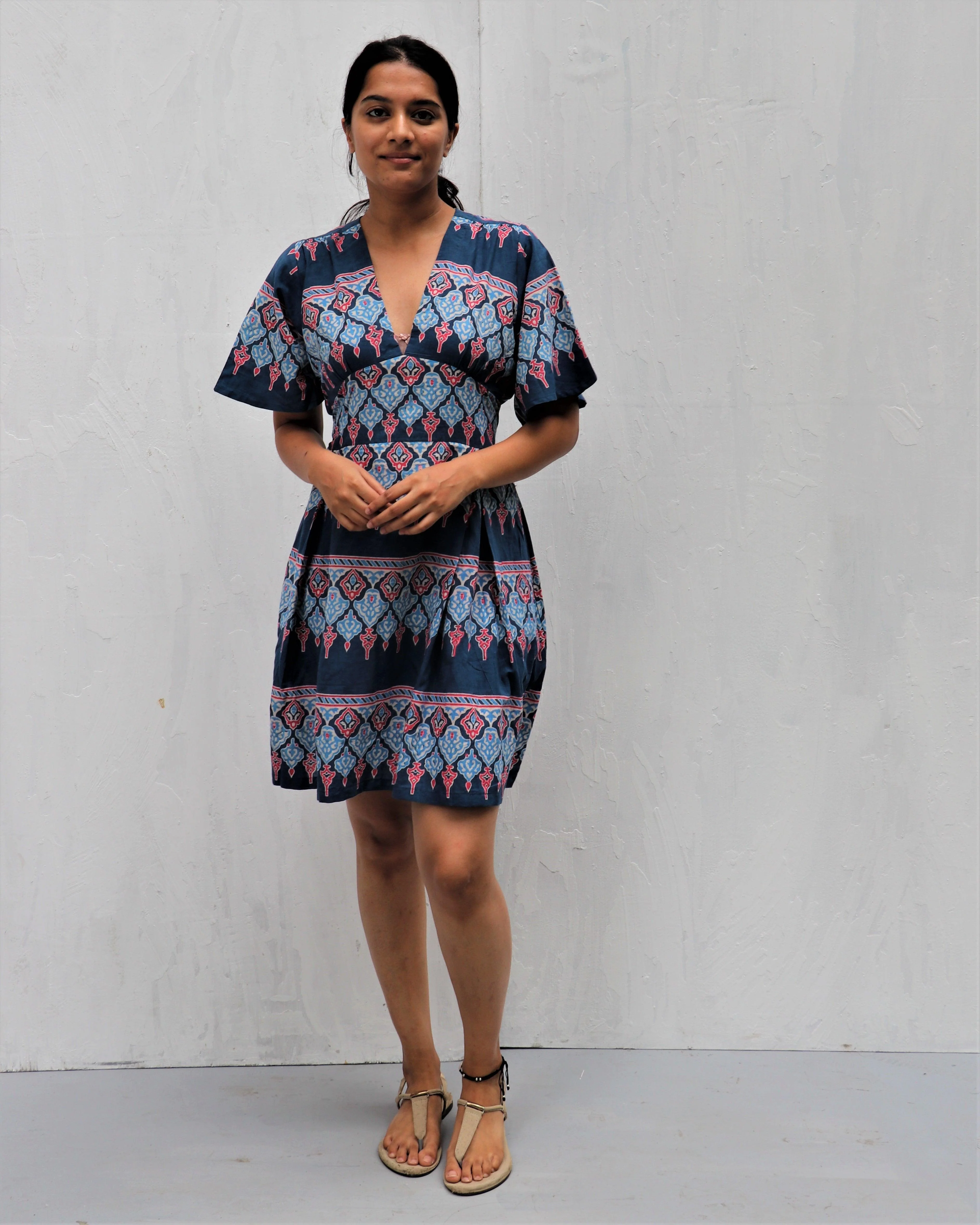 Midnight Dream Hand Block-Printed Cotton Dress - Neelanjali - Image 4
