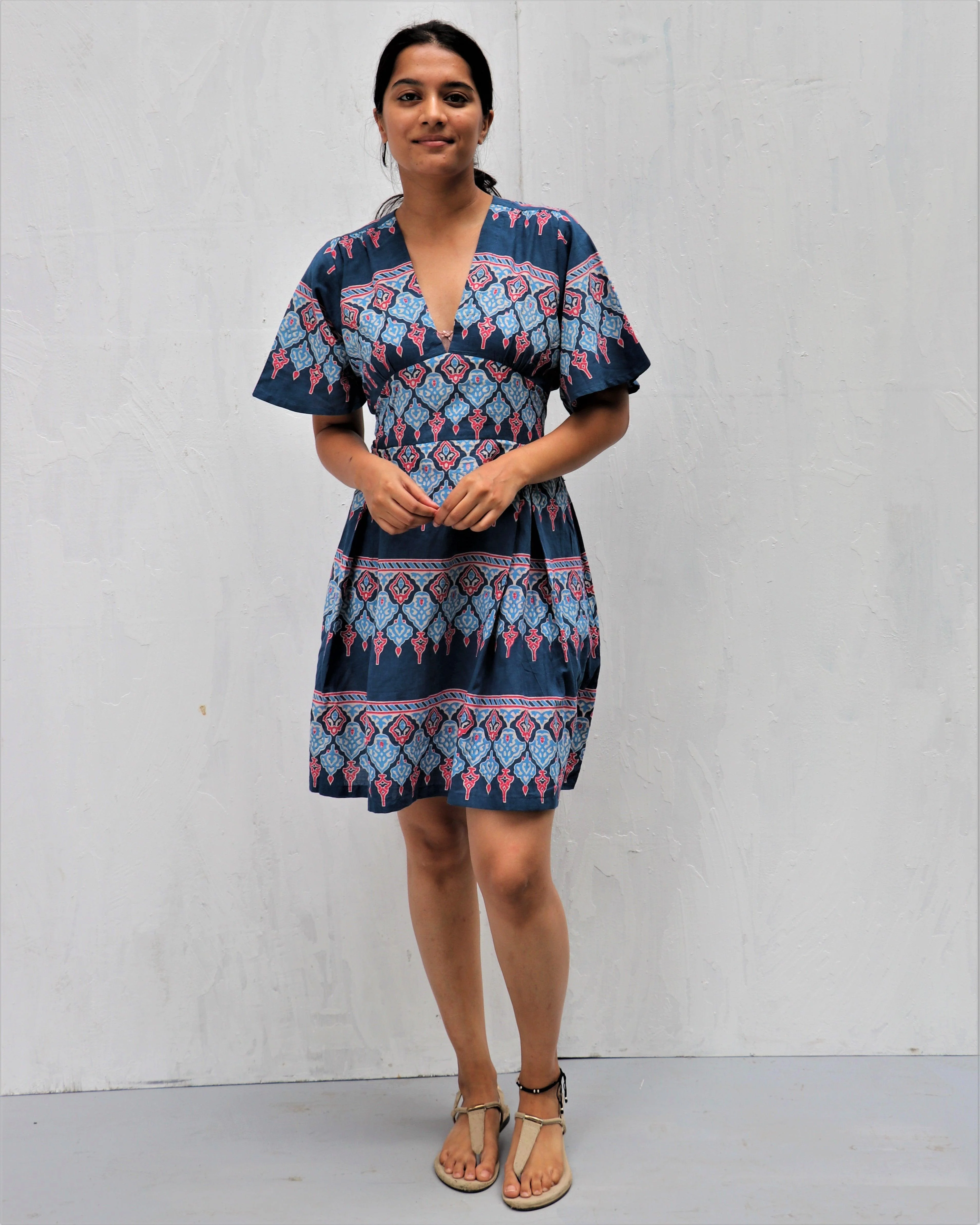 Midnight Dream Hand Block-Printed Cotton Dress - Neelanjali - Image 5
