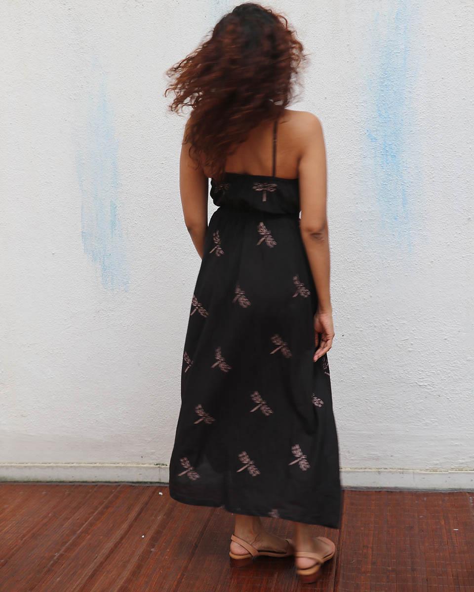 Midnight Mai Tai Block Printed Cotton Dress - Mono - Image 6