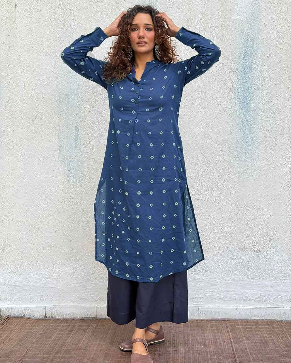 Midnight Waltz Bandhej Cotton Kurti - Image 7