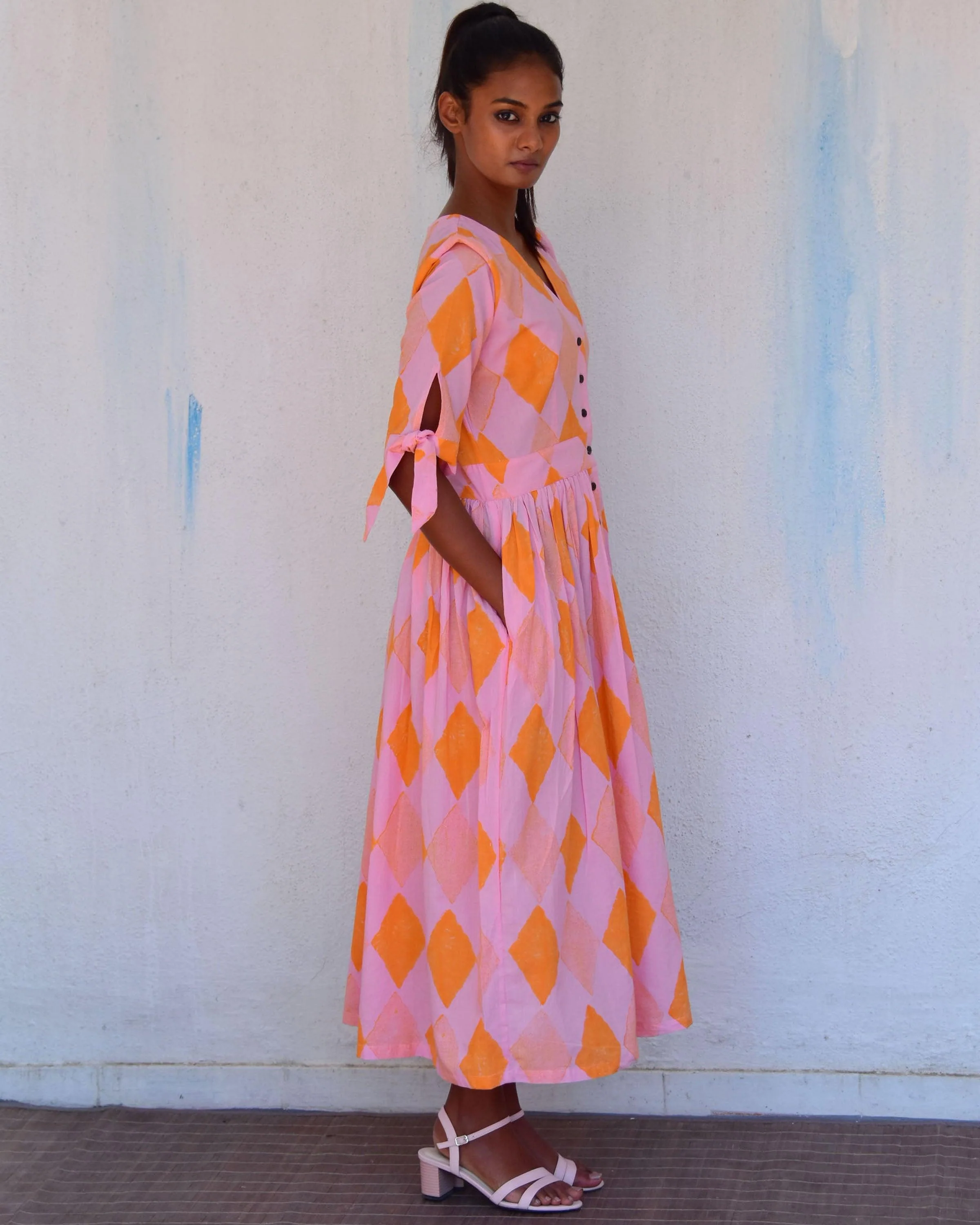Miranda Handblockprinted Cotton Dress-Sor - Image 4