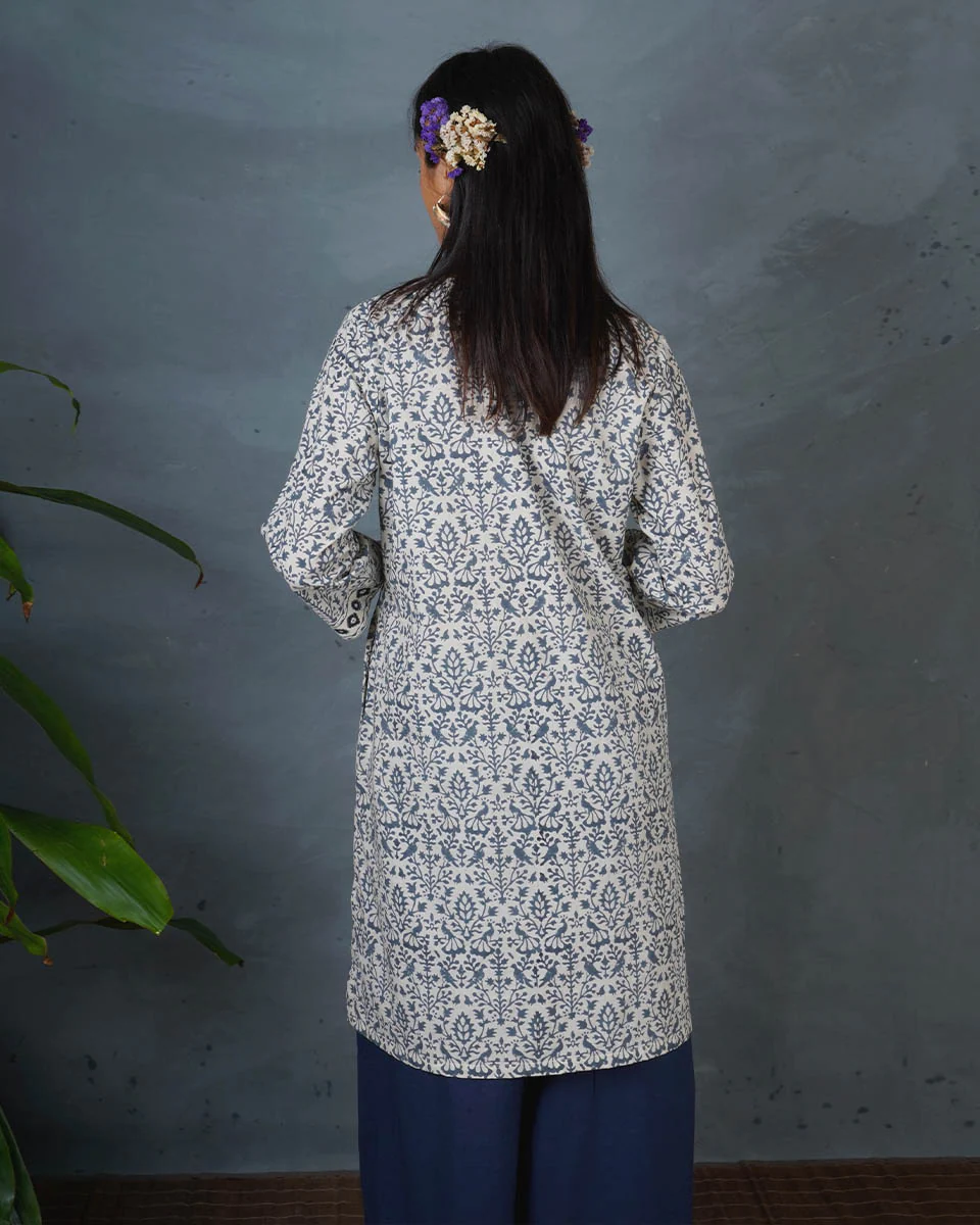 Mist Over Hill Grey Block Printed Top - BMS - Image 7