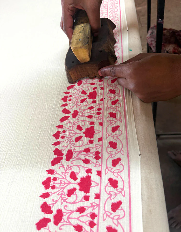 Mogra’s Magic Ivory Handblock Dupatta - MMG - Image 3