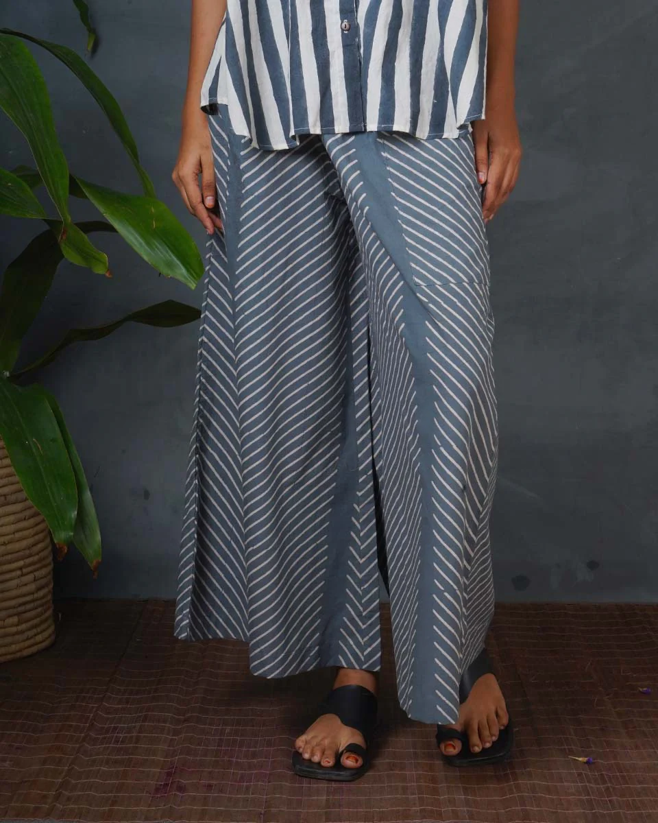 Moon Over Lake Grey Block Printed Pants - BMS - Image 2