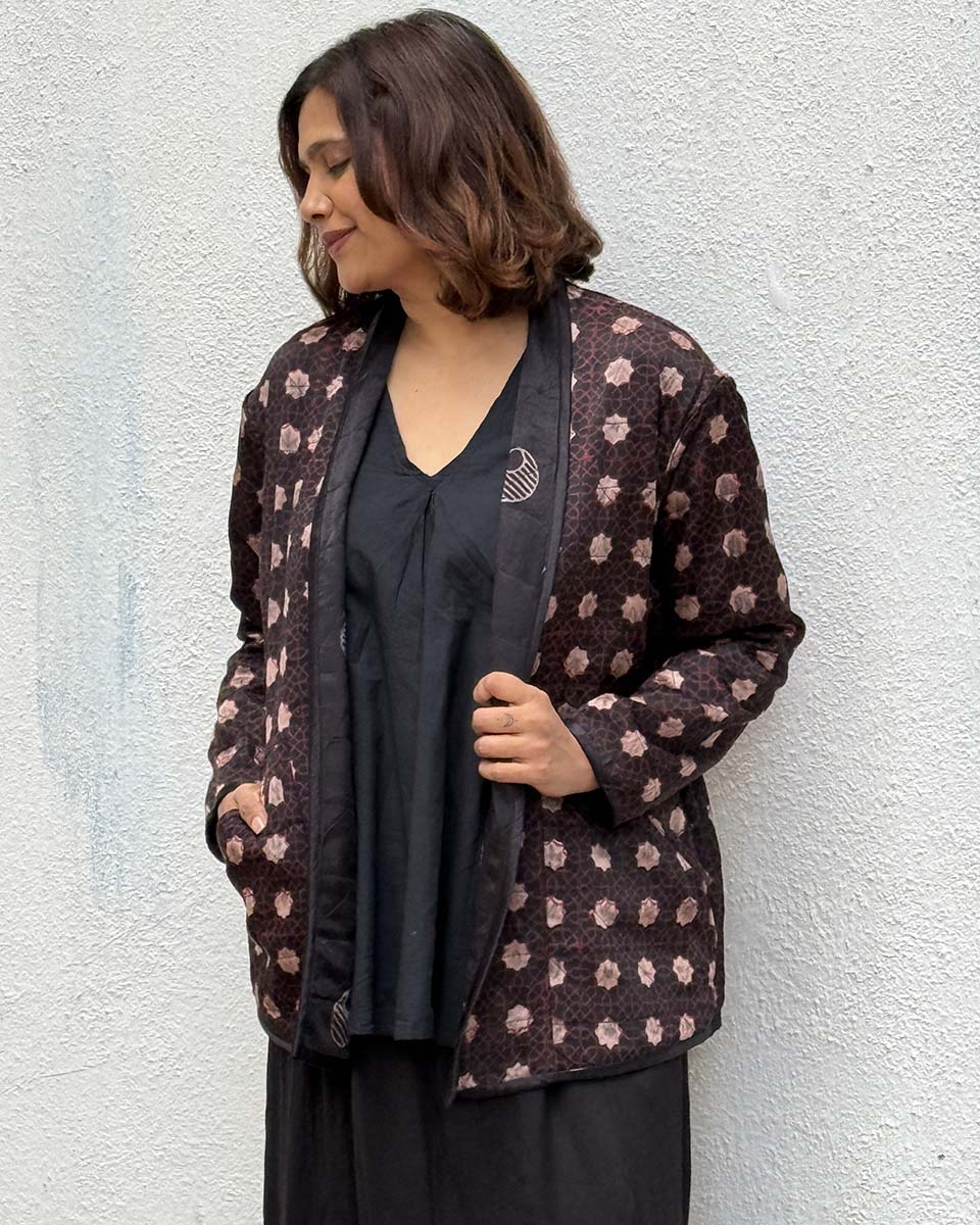 Moonchild Mashru Silk Reversible Quilted Jacket - Image 14