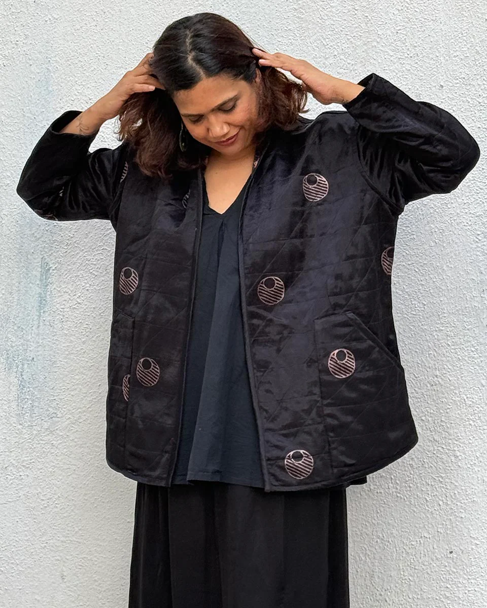 Moonchild Mashru Silk Reversible Quilted Jacket - Image 6