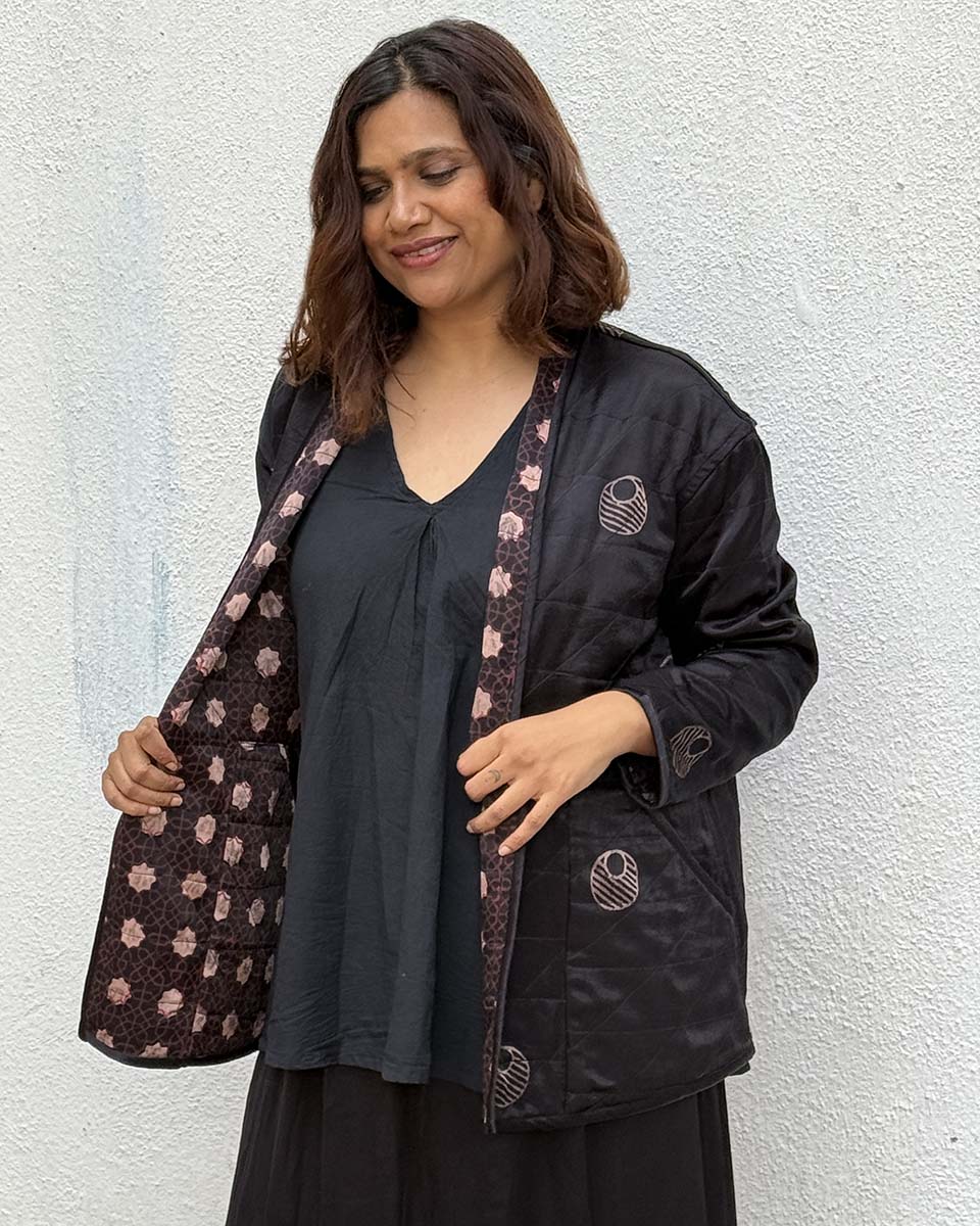 Moonchild Mashru Silk Reversible Quilted Jacket - Image 7