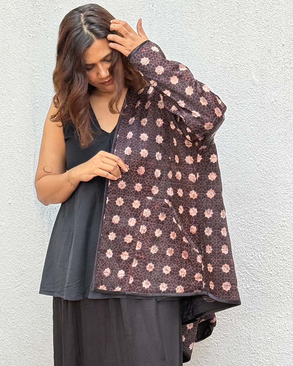 Moonchild Mashru Silk Reversible Quilted Jacket - Image 8