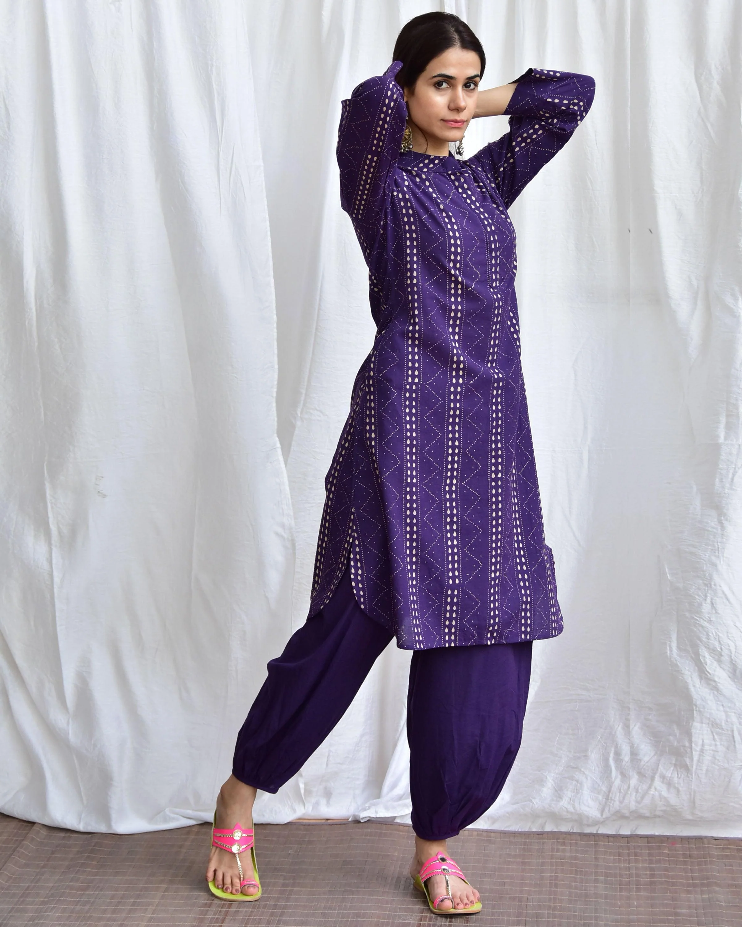 Moray Eel Handblockprinted Cotton Kurta Set Of 2-Sor - Image 4