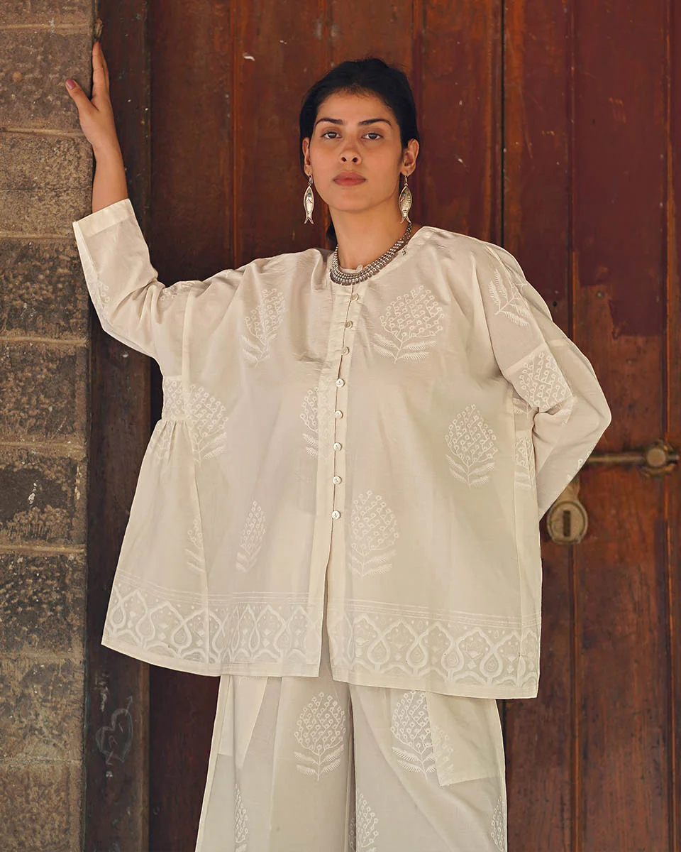 Morning Butter Ivory Block Printed Top - SFD - Image 12
