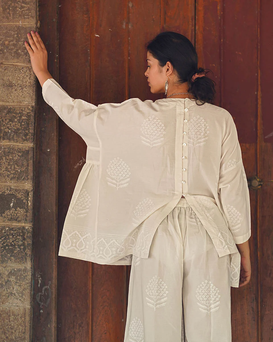 Morning Butter Ivory Block Printed Top - SFD - Image 13