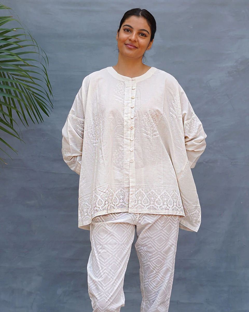 Morning Butter Ivory Block Printed Top - SFD - Image 2
