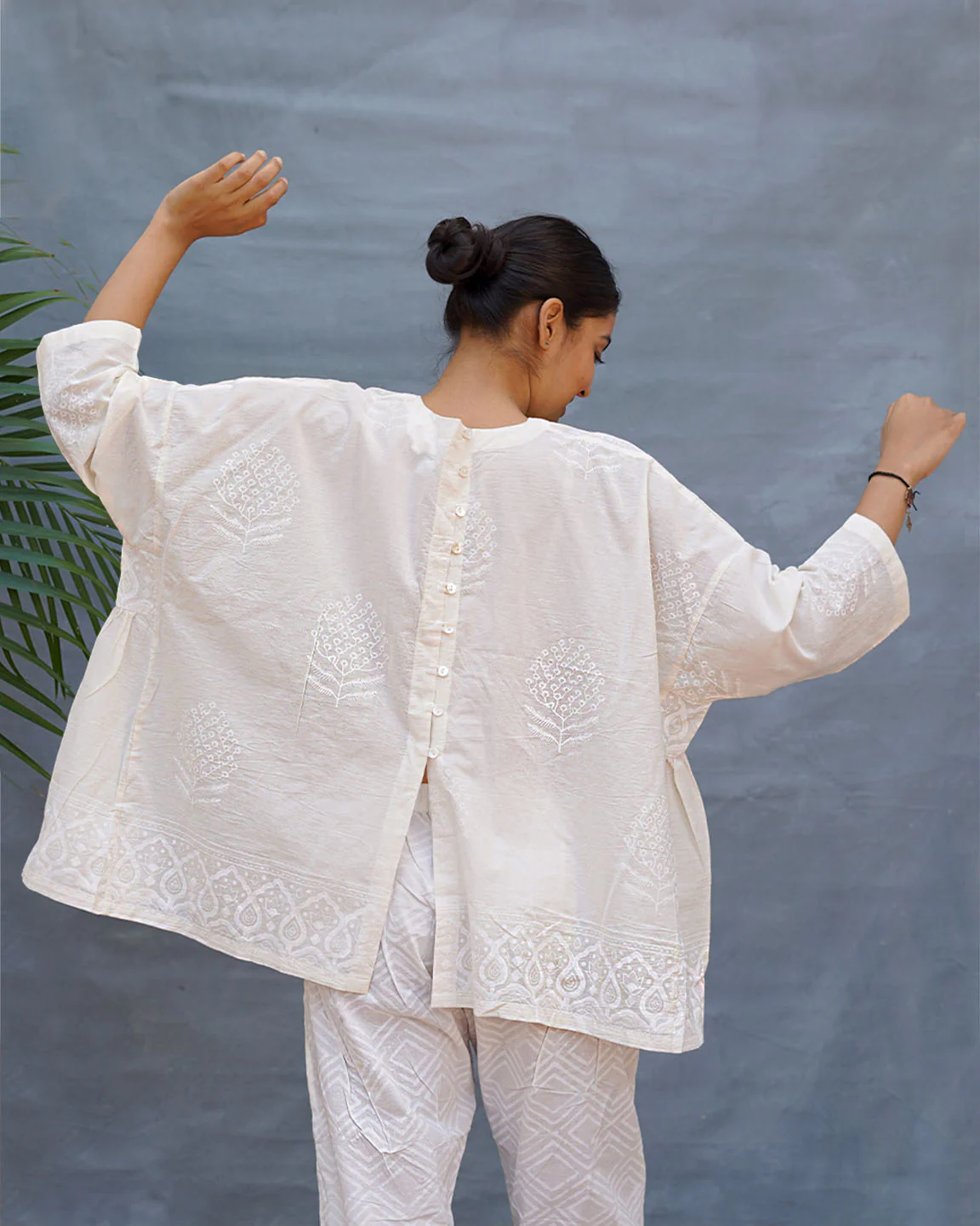 Morning Butter Ivory Block Printed Top - SFD - Image 5