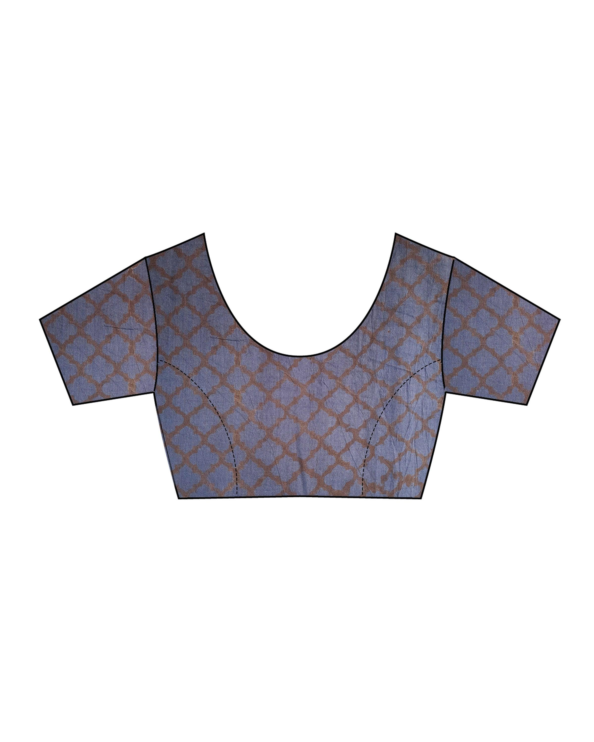 Msafiri Blockprinted Cotton Saree - NOMAD - Image 7