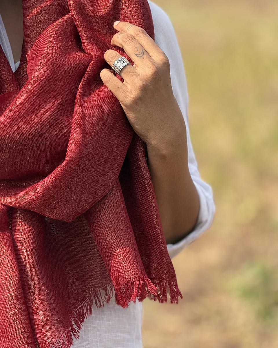Mulled Magic Pure Wool Zari Shawl - Image 2