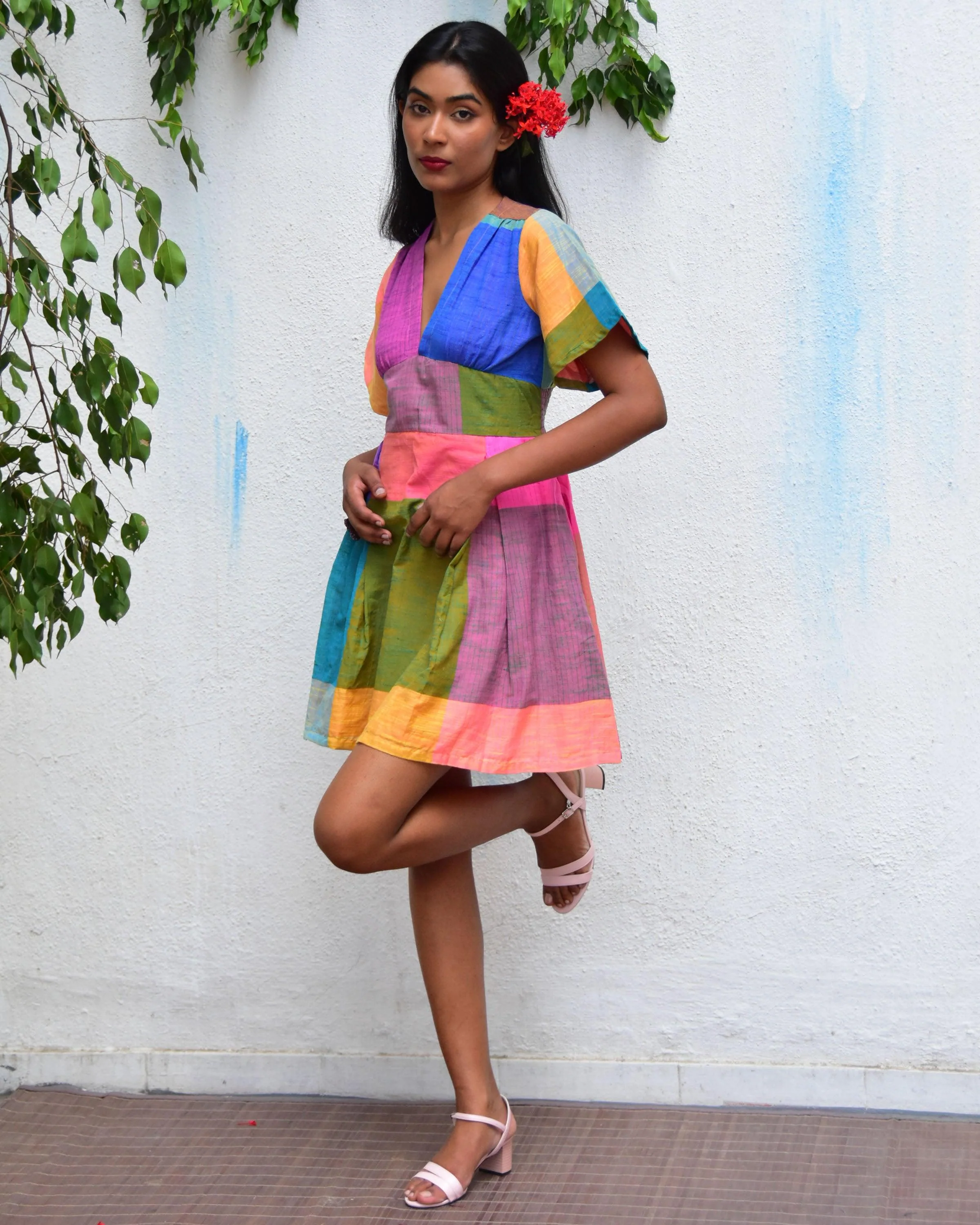 Multicolor Mirage Handwoven Cotton Dress - Rc - Image 4