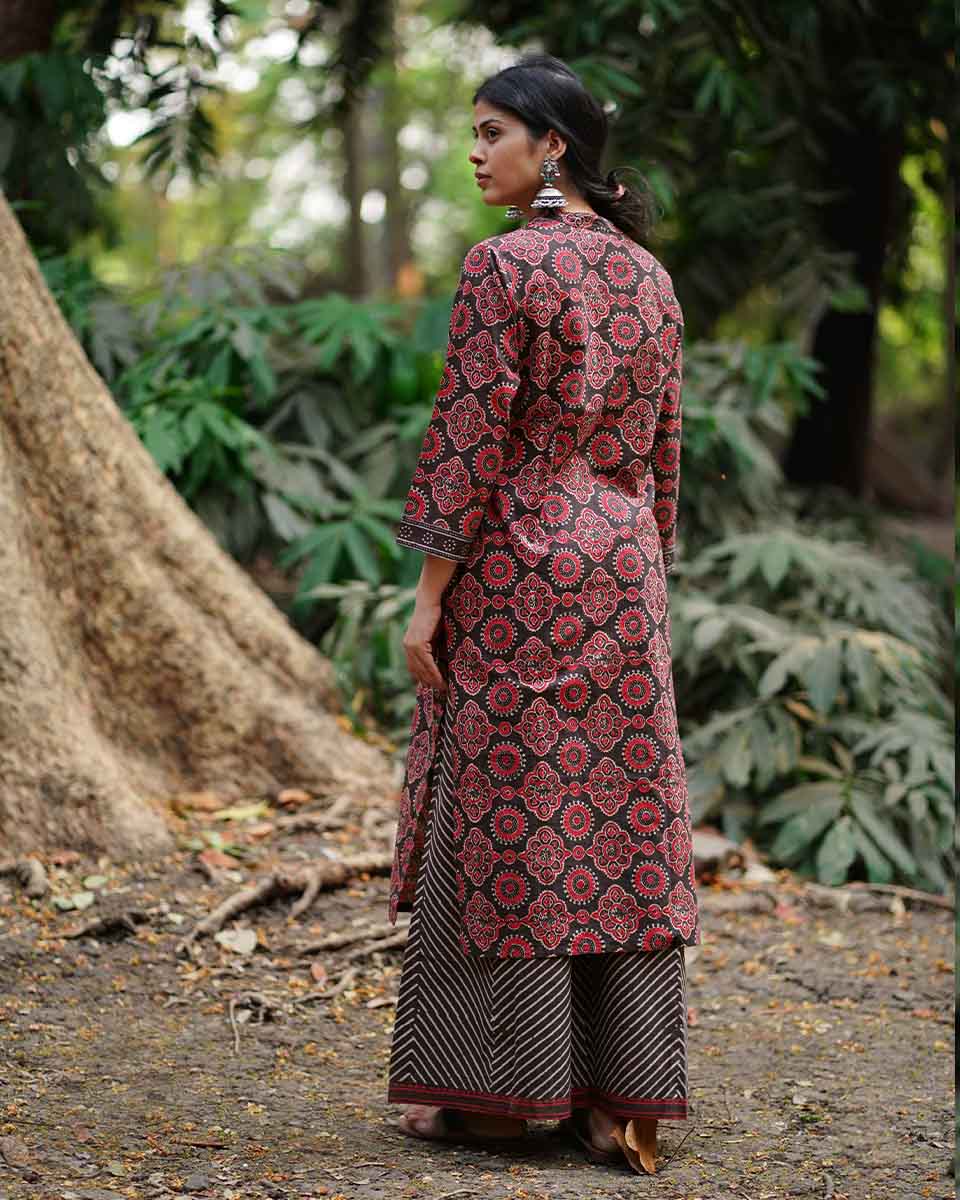 Nadi Si Tu Brown Block Printed Cotton Kurti - WW - Image 7