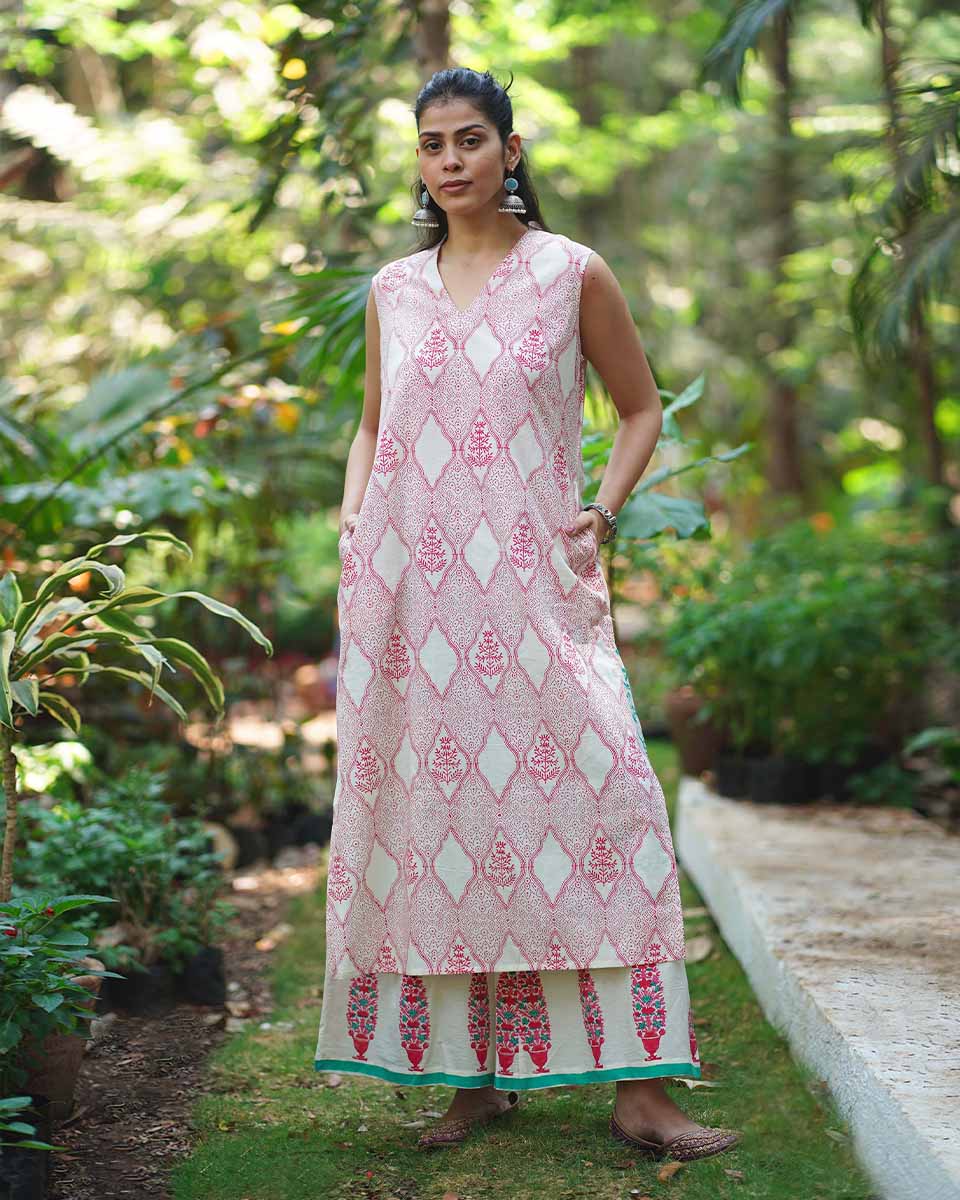 Nargis’s Noor Blush Pink Hand Block Print Kurti - MMG