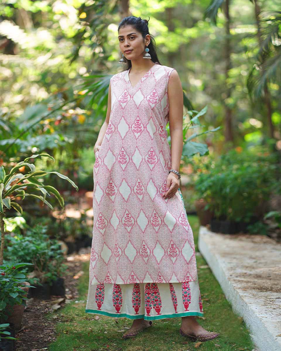 Nargis’s Noor Blush Pink Hand Block Print Kurti - MMG - Image 2