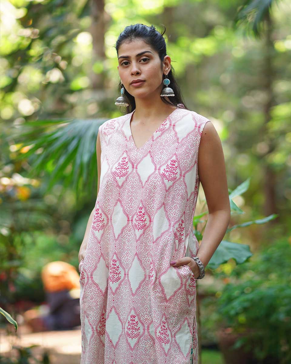 Nargis’s Noor Blush Pink Hand Block Print Kurti - MMG - Image 4