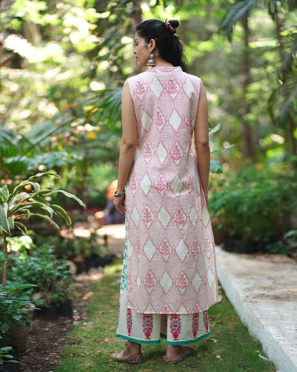 Nargis’s Noor Blush Pink Hand Block Print Kurti - MMG - Image 6