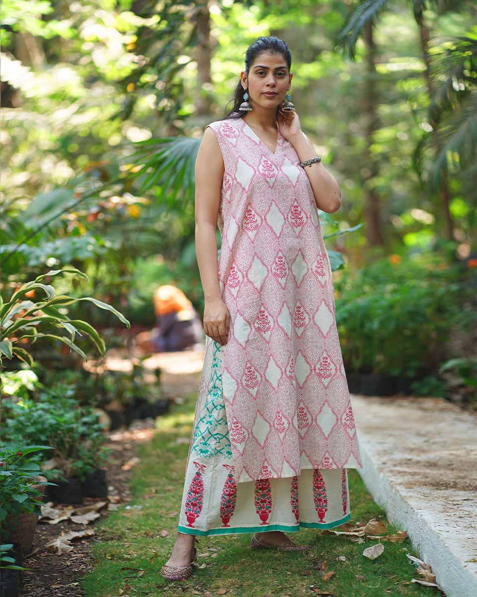 Nargis’s Noor Blush Pink Hand Block Print Kurti - MMG - Image 7