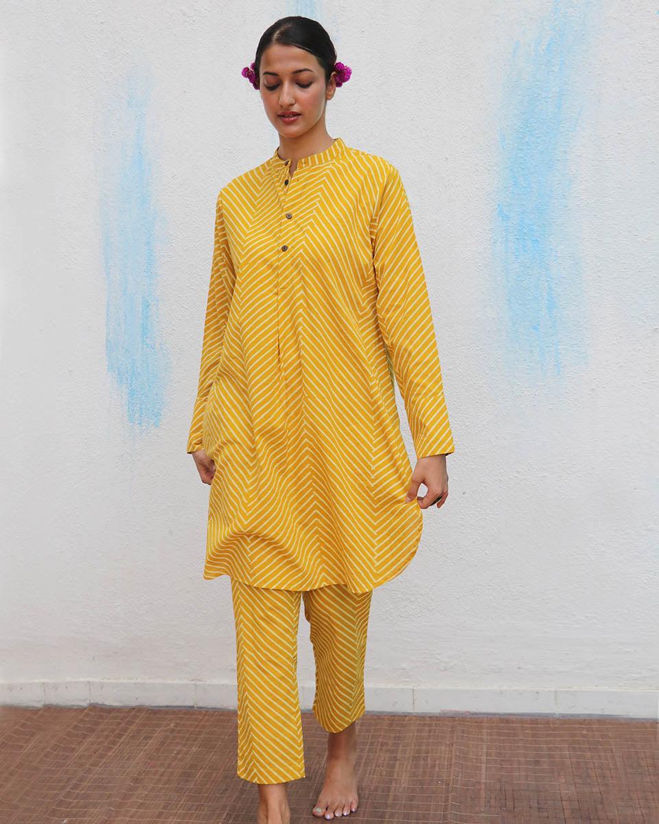 Nasrin Blockprinted Cotton Kurta Set - Flower Girl - Image 4