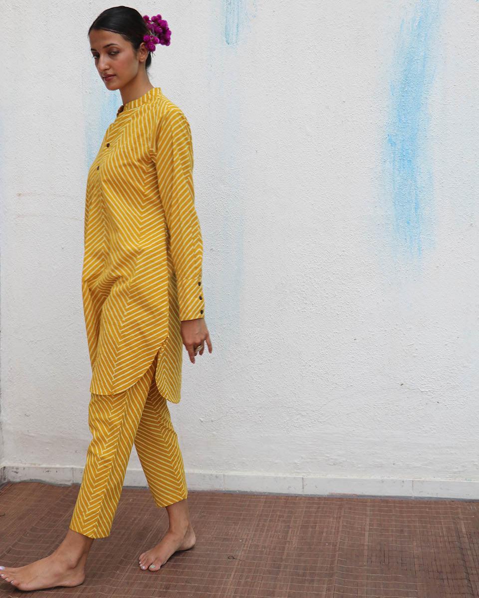 Nasrin Blockprinted Cotton Kurta Set - Flower Girl - Image 7