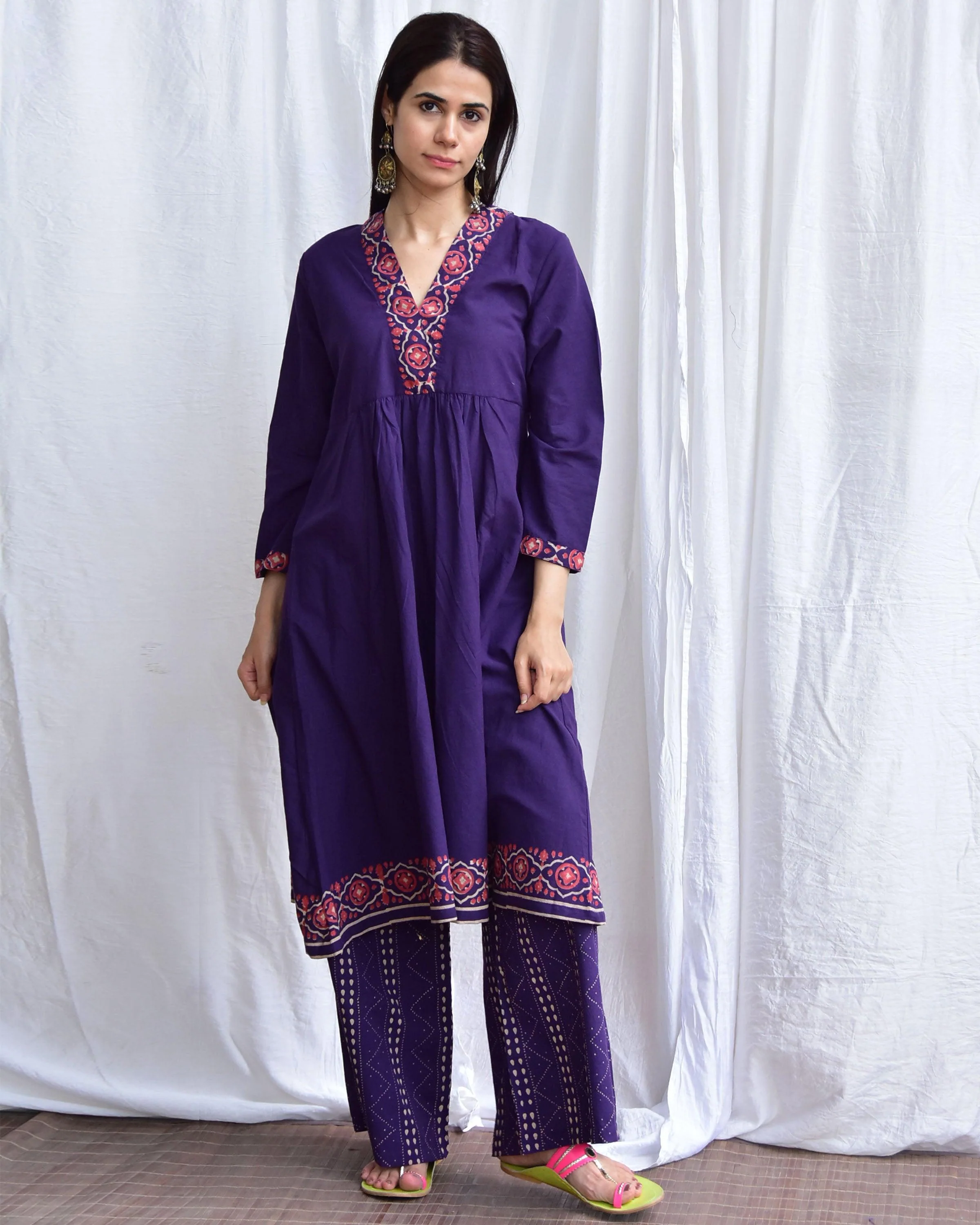 Neelam Handblockprinted Cotton Kurta Set Of 2-Sor - Image 4