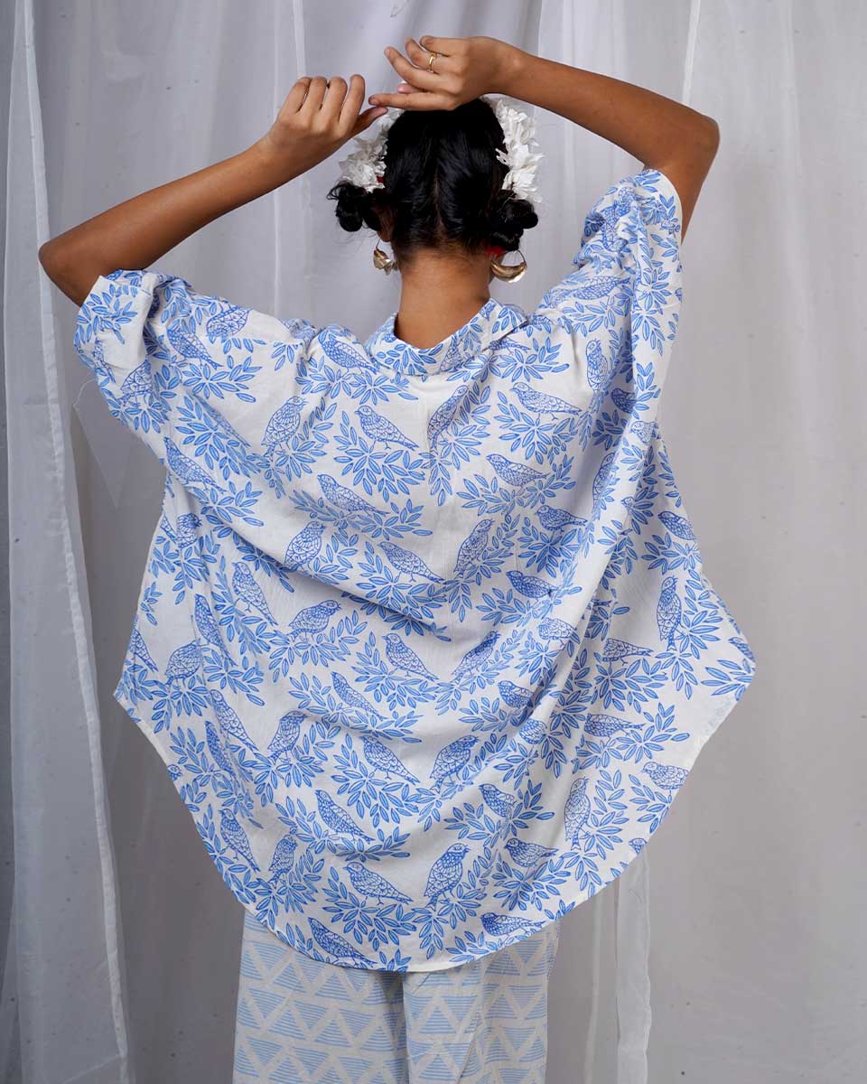 Neelki Blue Hand Block Printed Top-BAD - Image 2
