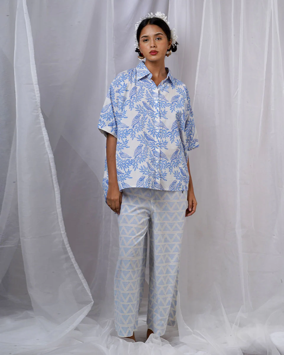 Neelki Blue Hand Block Printed Top-BAD - Image 6