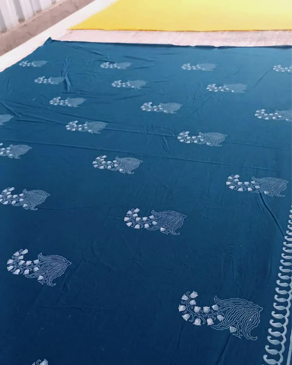 Abhrini Teal Green Hand Block Printed Cotton Kurta-MYA - Image 3