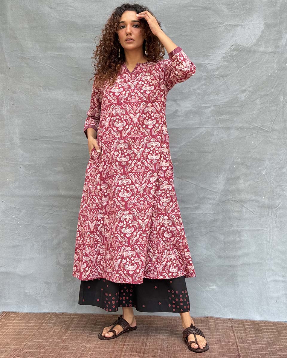 Night’s Sigh Block printed Cotton Kurti