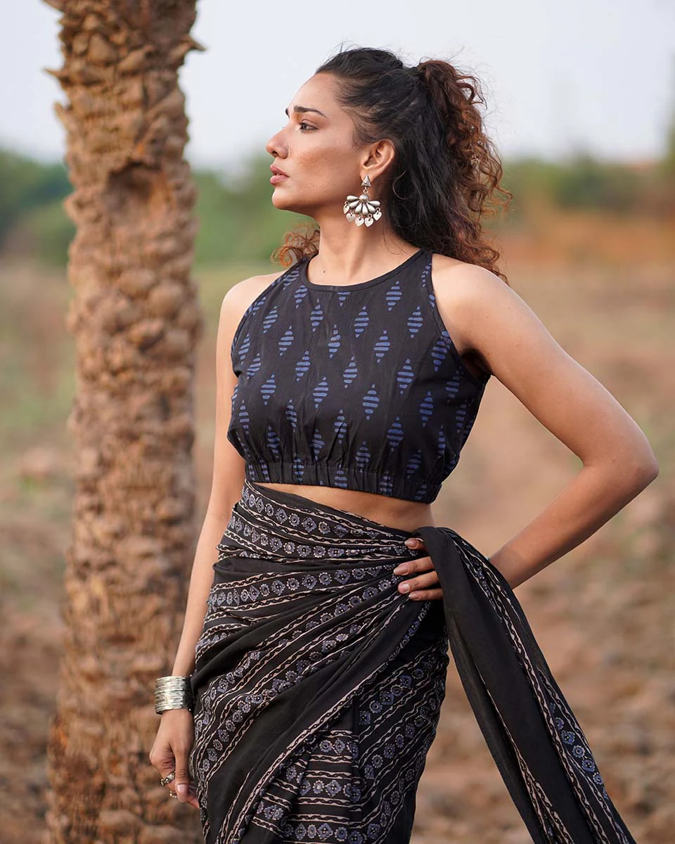 Nightsong Blockprinted Cotton Blouse-WWB - Image 5